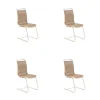 Lavida Stuhlsets|4er Set Freischwinger Jenny Mit Edelstahlgriff Macchiato Braun Beige Untergestell Rundrohr Edelstahl