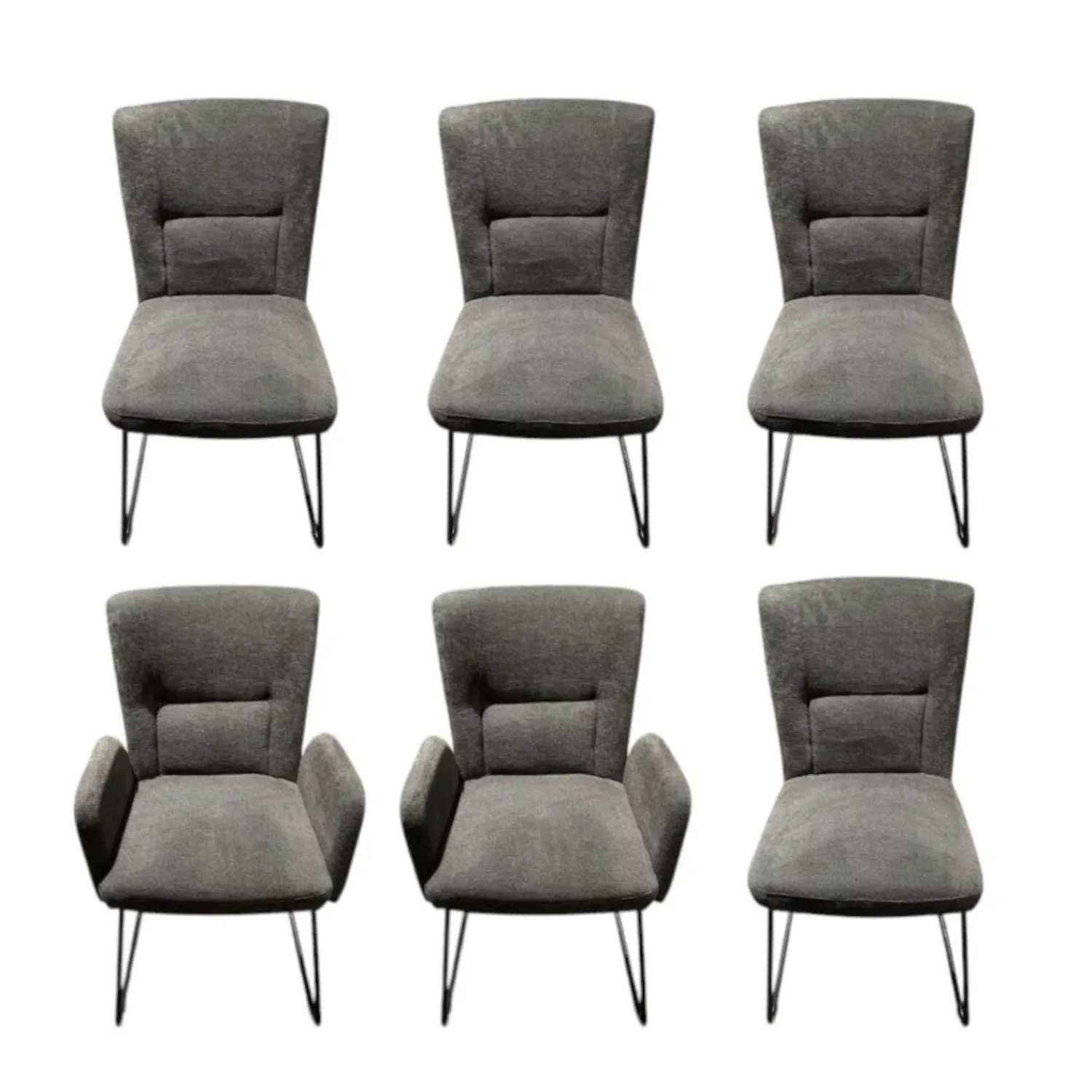 Natura Stuhlsets|6er Set Gainesville Stoff Silent Hunter 361 Anthrazit Gestell Metall Schwarz Pulverbeschichtet