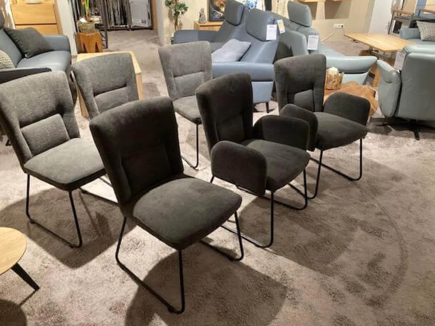 Natura Stuhlsets|6er Set Gainesville Stoff Silent Hunter 361 Anthrazit Gestell Metall Schwarz Pulverbeschichtet