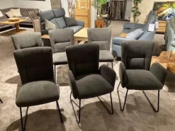 Natura Stuhlsets|6er Set Gainesville Stoff Silent Hunter 361 Anthrazit Gestell Metall Schwarz Pulverbeschichtet