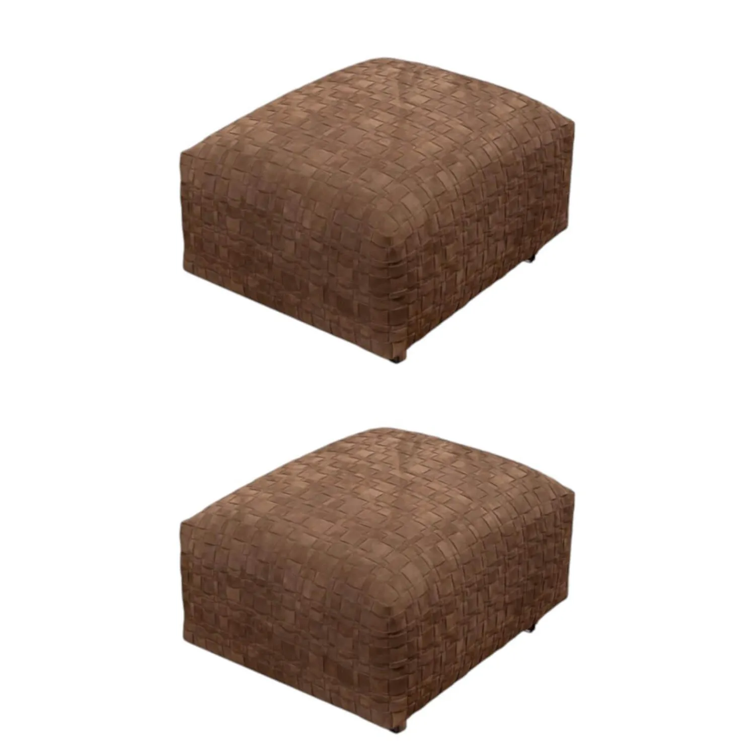 Flexform Hocker & Sitzsäcke|2er Set Hocker Bangkok Leder Wildleder Dunkelbraun Gestell Satiniert