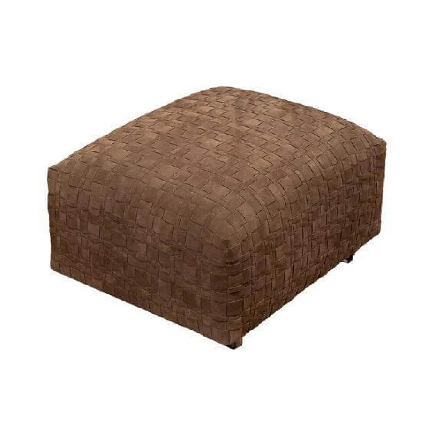 Flexform Hocker & Sitzsäcke|2er Set Hocker Bangkok Leder Wildleder Dunkelbraun Gestell Satiniert