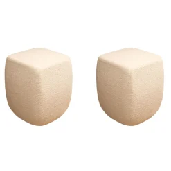 Riva1920 Hocker & Sitzsäcke|2er Set Hocker Betty Pouf Stoff Bouclé Ecrú Beige