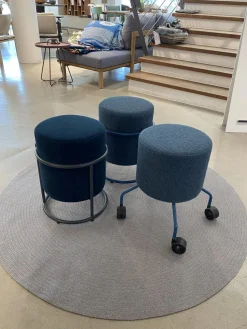 COR Hocker & Sitzsäcke|3er Set Hocker Drop Stoff 8214 Petrol Blau Und 8170 Ozean Dunkelblau Fuß Rollen Und Filzgleiter