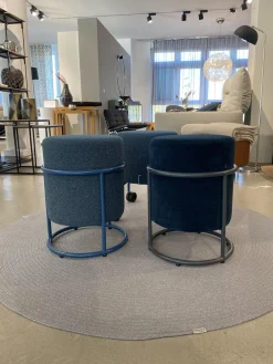 COR Hocker & Sitzsäcke|3er Set Hocker Drop Stoff 8214 Petrol Blau Und 8170 Ozean Dunkelblau Fuß Rollen Und Filzgleiter