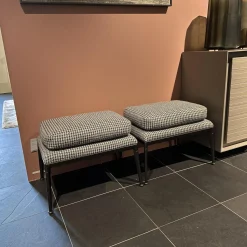 B&B Italia Hocker & Sitzsäcke|2-er Set Hocker Mirto Stoff Scozia 2489151 Grau Füße Schwarzchrom Lackiert