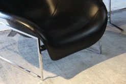 B&B Italia Loungesessel|2-er Set Loungesessel Mart Leder Schwarz Matt und Beistelltisch Simplice