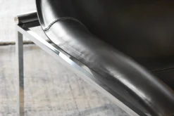 B&B Italia Loungesessel|2-er Set Loungesessel Mart Leder Schwarz Matt und Beistelltisch Simplice