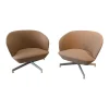Muuto Loungesessel|2er Set Loungestühle Oslo Stoff Geformter PU Schaum Mit Stahl Und Holzrahmen Beige Gestell Stahl