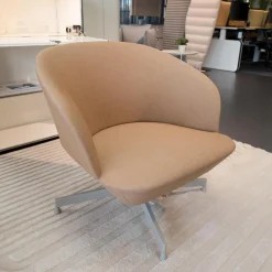 Muuto Loungesessel|2er Set Loungestühle Oslo Stoff Geformter PU Schaum Mit Stahl Und Holzrahmen Beige Gestell Stahl