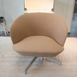 Muuto Loungesessel|2er Set Loungestühle Oslo Stoff Geformter PU Schaum Mit Stahl Und Holzrahmen Beige Gestell Stahl