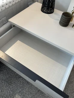 Musterring Nachttische|2er Set Nachtkonsole MR Covelo Sandglas Sand 91 Weiß Korpus Holz Weiß Griffleisten Graphit 41 Schwarz