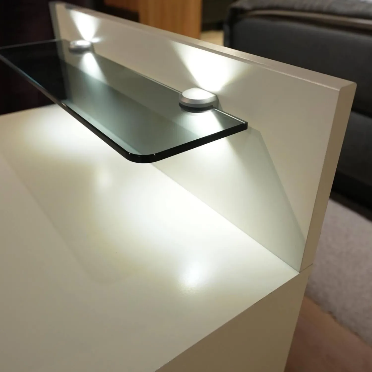 Wiemann Nachttische|2er Set Nachtschrank Shanghai 2 665 062 Korpus Weiß Front Glas Kieselgrau Mit LED Touchbeschlag