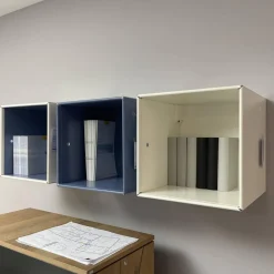 Mauser Regale|3er Set Offenes Hängeelement Aus Element X Ausführung RAL 9010 Reinweiß Und RAL 5014 Taubenblau