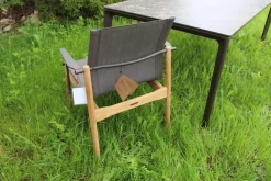 Gloster Gartenstühle|6er Set Outdoor Stuhl Sway Bespannung Java Sepia Natural Grau Rahmen Teakholz Mit Pulverbeschichtetem Aluminium Und Edelstahl Ohne Tisch