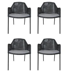 Cane Line Gartenstühle|4er Set Outdoor-Sessel Breeze Cane -Line Faser Natte Grau Aluminium