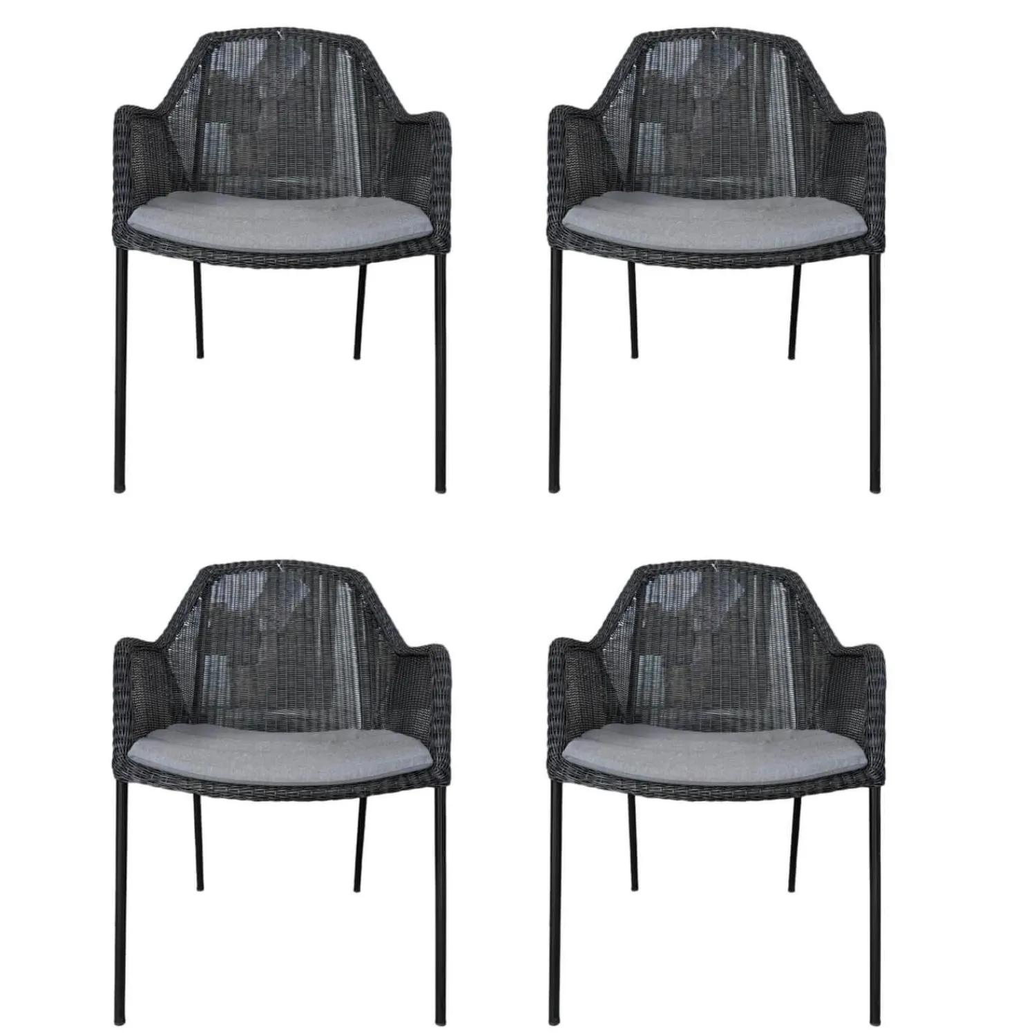 Cane Line Gartenstühle|4er Set Outdoor-Sessel Breeze Cane -Line Faser Natte Grau Aluminium