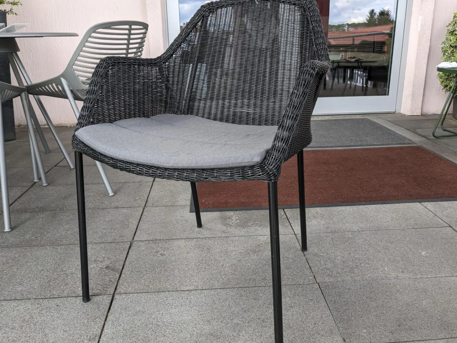 Cane Line Gartenstühle|4er Set Outdoor-Sessel Breeze Cane -Line Faser Natte Grau Aluminium