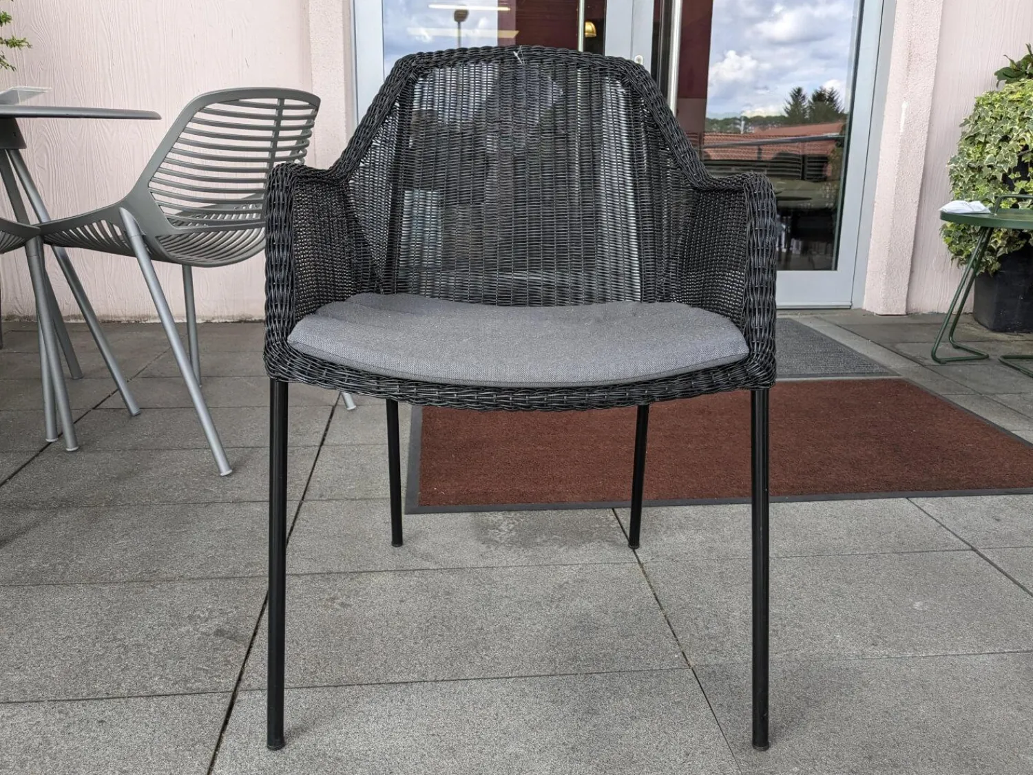 Cane Line Gartenstühle|4er Set Outdoor-Sessel Breeze Cane -Line Faser Natte Grau Aluminium