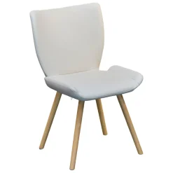 Scholtissek Stuhlsets|4er Set Polsterstuhl Kasaar Sitz Und Rücken Leder Preistige M133 Altweiß Weiß Gestell Gedrehte Holzbeine Eiche Natur Geölt