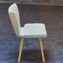 Scholtissek Stuhlsets|4er Set Polsterstuhl Kasaar Sitz Und Rücken Leder Preistige M133 Altweiß Weiß Gestell Gedrehte Holzbeine Eiche Natur Geölt