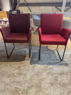 Global Stuhlsets|6er Set Saragossa Stoff Rot Verschiedene Farbtöne Gestell 2x Freischwinger Metall Schwarz Pulverbeschichtet 2x 4 Fuß Metall Schwarz Pulverbeschichtet Und 2x Kufen Metall Schwarz Pulverbschichtetet