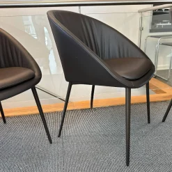 Draenert Stuhlsets|4er Set Schalenstuhl DAN 2042 Leder I 740013 Braun Gestell Dunkelbronze Eloxiert Mit PVC Gleitern