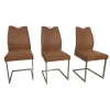 K+W Stuhlsets|3er Set Schwingstuhl 6135 Lederoptik Braun Meliert Gestell Hochkantrohr Edelstahl Gebürstet