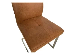 K+W Stuhlsets|3er Set Schwingstuhl 6135 Lederoptik Braun Meliert Gestell Hochkantrohr Edelstahl Gebürstet