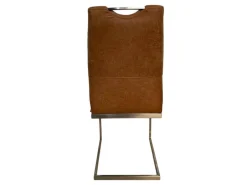 K+W Stuhlsets|3er Set Schwingstuhl 6135 Lederoptik Braun Meliert Gestell Hochkantrohr Edelstahl Gebürstet