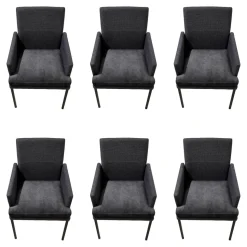 Wöstmann Stuhlsets|6er Set Sina 3 Bezug Stoff Forza Dark Grey 12305 Grau Metallgestell Schwarz Strukturgepulvert