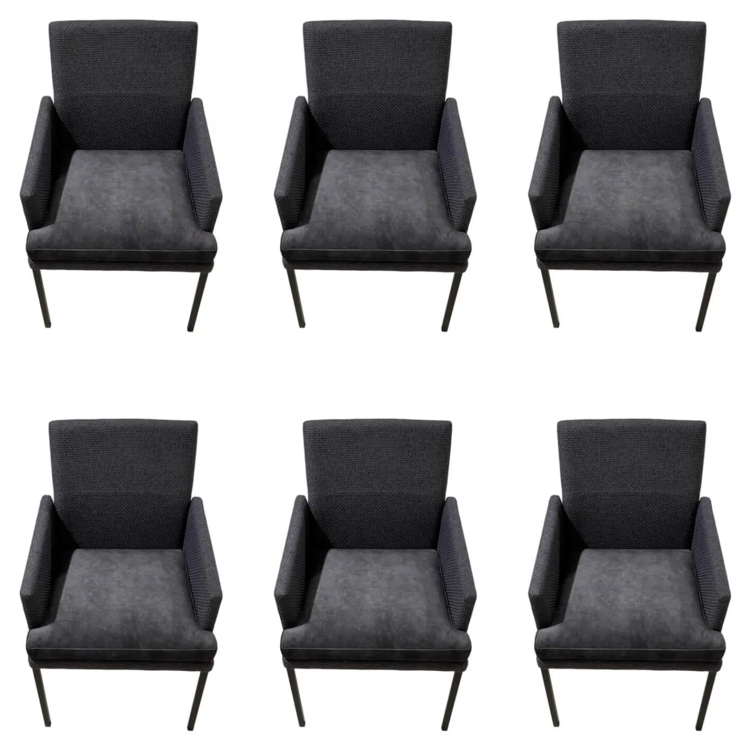 Wöstmann Stuhlsets|6er Set Sina 3 Bezug Stoff Forza Dark Grey 12305 Grau Metallgestell Schwarz Strukturgepulvert