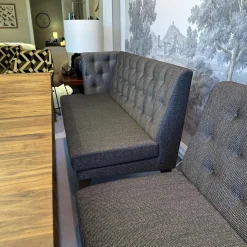 Bielefelder Werkstätten Bänke|2er Set Sitzbank Polo Petit Stoff Dedar Highlight 03 Notte Grau Füße Naturbaum