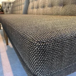 Bielefelder Werkstätten Bänke|2er Set Sitzbank Polo Petit Stoff Dedar Highlight 03 Notte Grau Füße Naturbaum