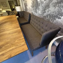 Bielefelder Werkstätten Bänke|2er Set Sitzbank Polo Petit Stoff Dedar Highlight 03 Notte Grau Füße Naturbaum