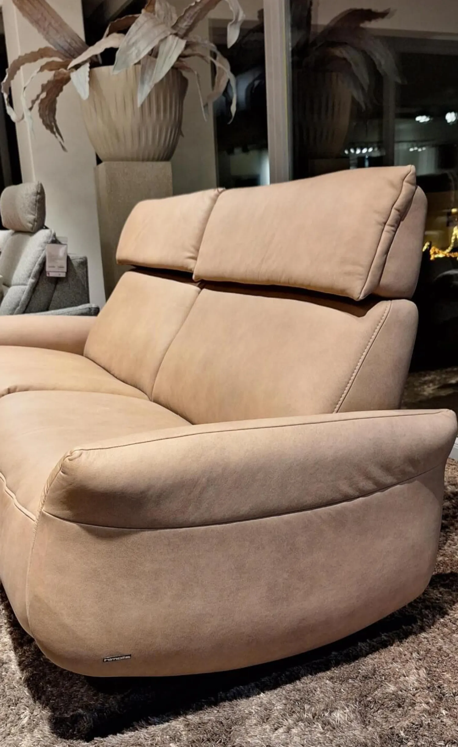 himolla Polstergruppen|2er Set Sofa 4151 Leder 27 Leonessa Desert Beige Metallkufe Anthrazit Mit Motorischer Wall Free Funktion Ohne Dekokissen