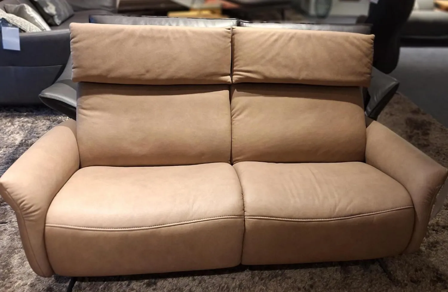 himolla Polstergruppen|2er Set Sofa 4151 Leder 27 Leonessa Desert Beige Metallkufe Anthrazit Mit Motorischer Wall Free Funktion Ohne Dekokissen