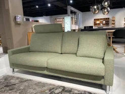 Erpo Polstergruppen|2er Set Sofa Classics 500 Stoff Monza 2036 59 Grün Kufen Metall Inklusive Kopfstütze Und Armlehnenkissen