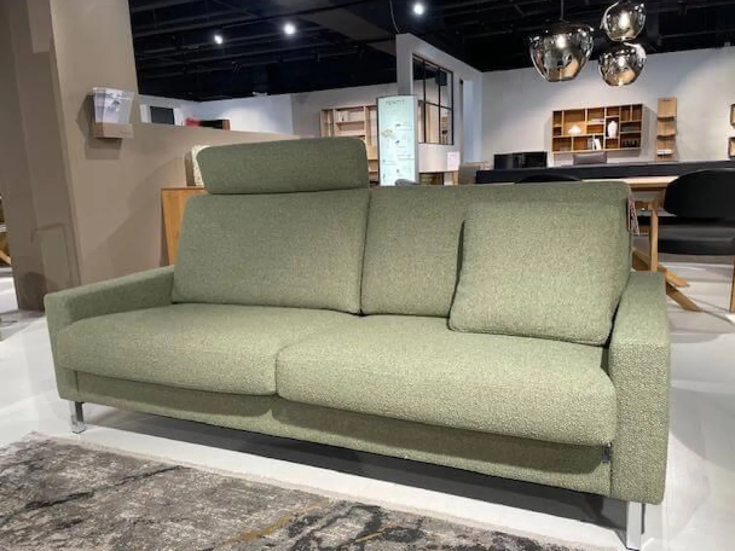 Erpo Polstergruppen|2er Set Sofa Classics 500 Stoff Monza 2036 59 Grün Kufen Metall Inklusive Kopfstütze Und Armlehnenkissen