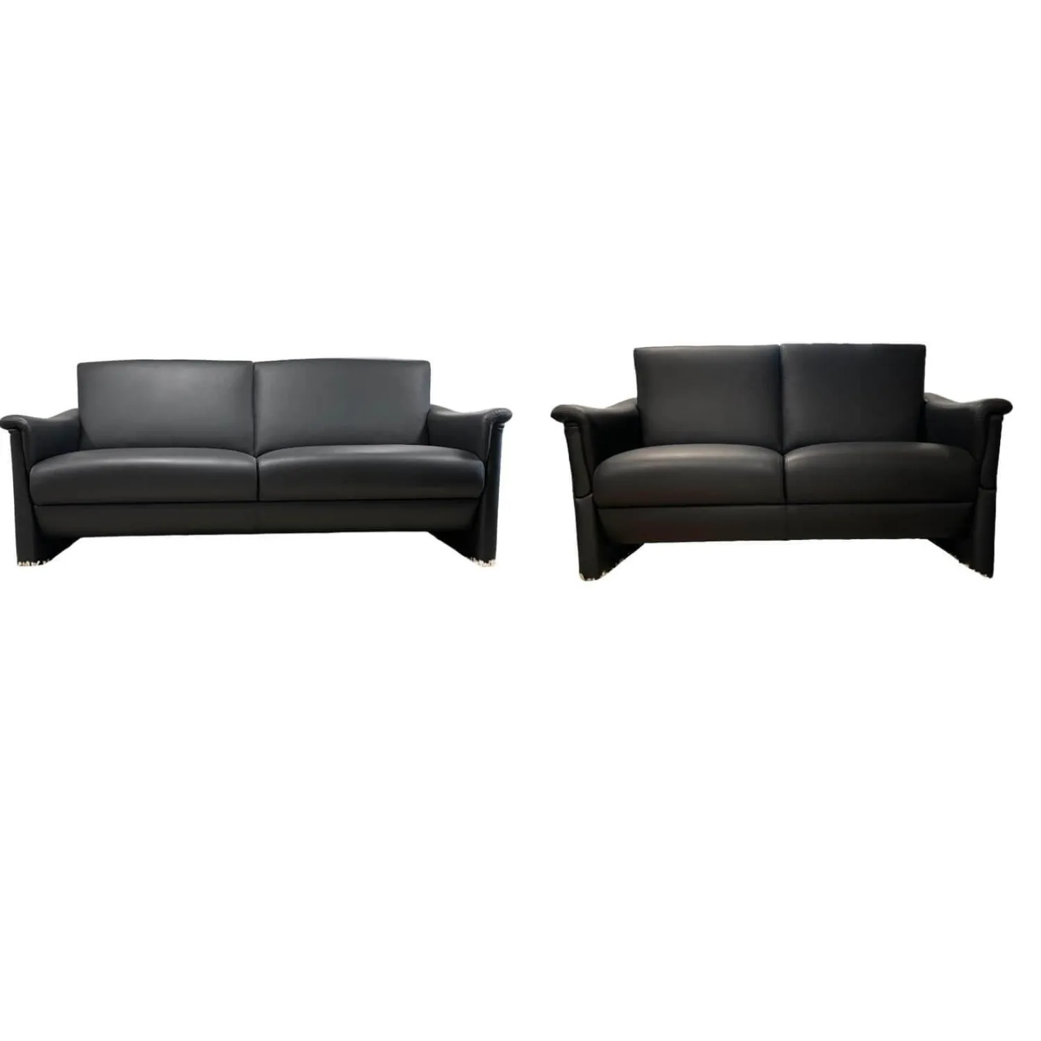 Puhlmann 2-Sitzer-Sofas|2er Set Sofa Gomera 404 Bezug Leder Savanna Schwarz