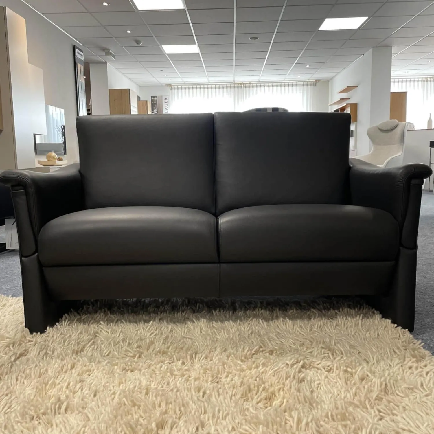 Puhlmann 2-Sitzer-Sofas|2er Set Sofa Gomera 404 Bezug Leder Savanna Schwarz