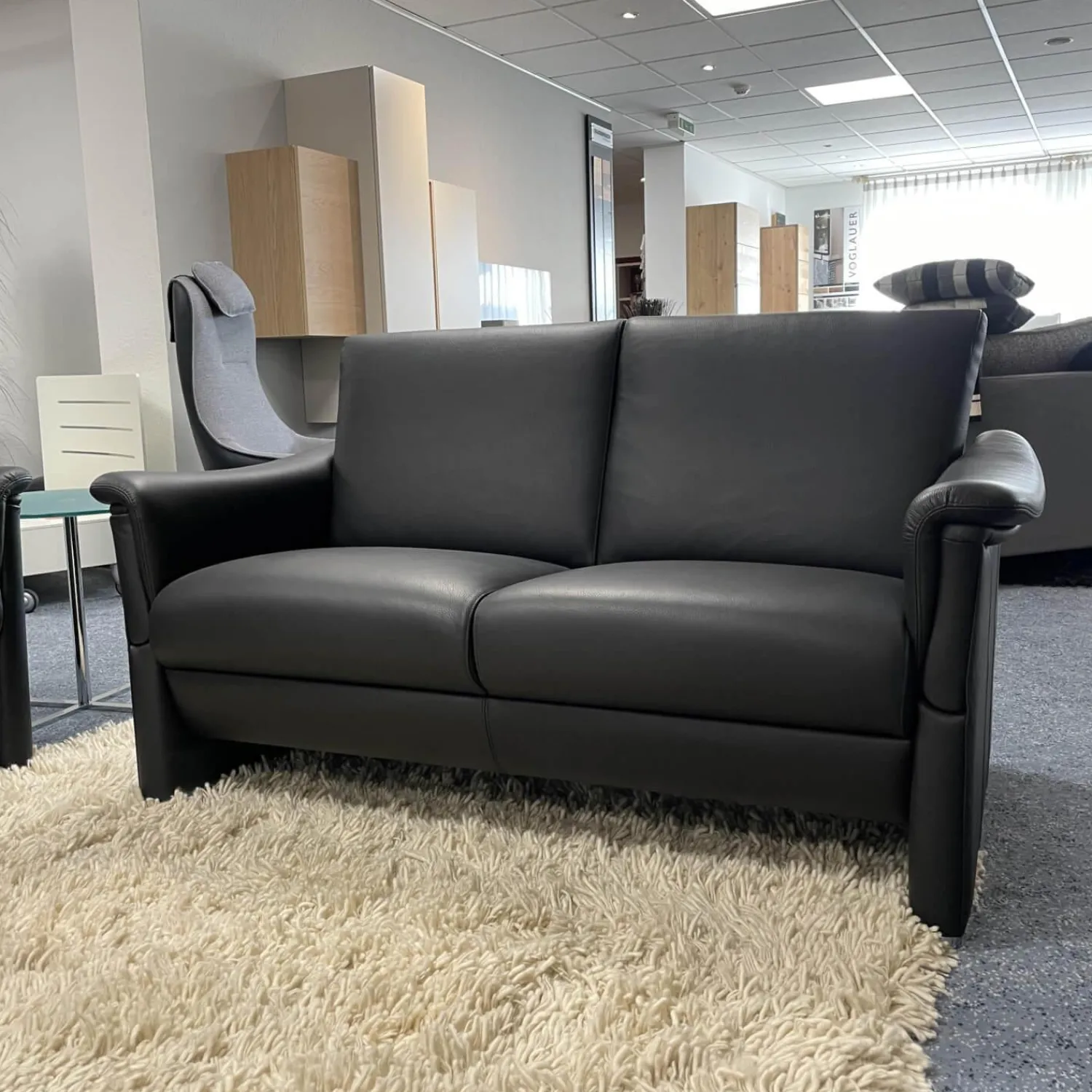 Puhlmann 2-Sitzer-Sofas|2er Set Sofa Gomera 404 Bezug Leder Savanna Schwarz