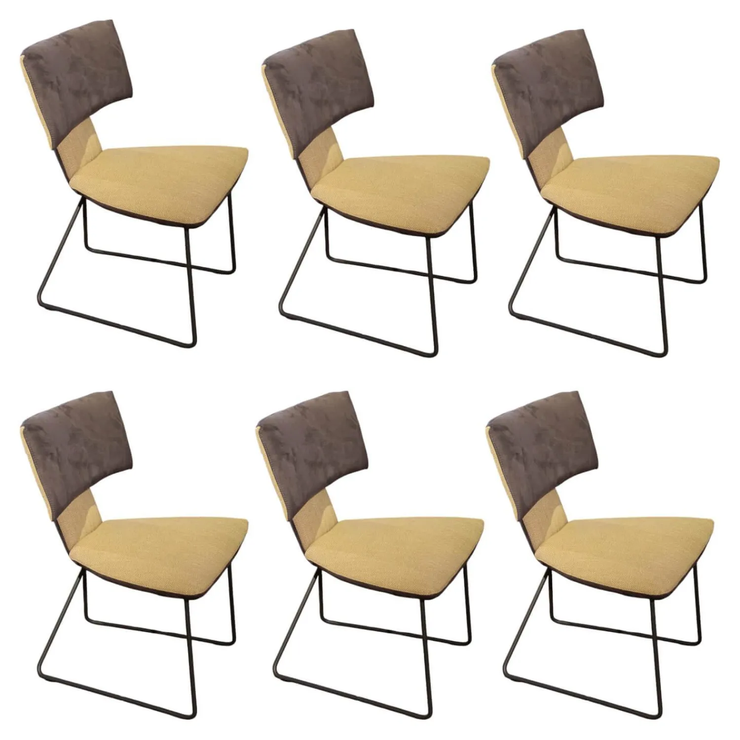 Hartmann Stuhlsets|6er Set Stühle Ella Kilva Außen Microfaser 52M Anthrazit Innen Flachgewebe 50F Beige Gestell Metall Schwarz Ohne Tisch