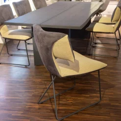 Hartmann Stuhlsets|6er Set Stühle Ella Kilva Außen Microfaser 52M Anthrazit Innen Flachgewebe 50F Beige Gestell Metall Schwarz Ohne Tisch