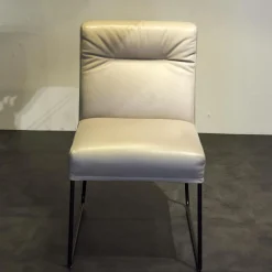 KFF Stuhlsets|2er Set Stühle Leder Anilin Steingrau Gestell Schwarz