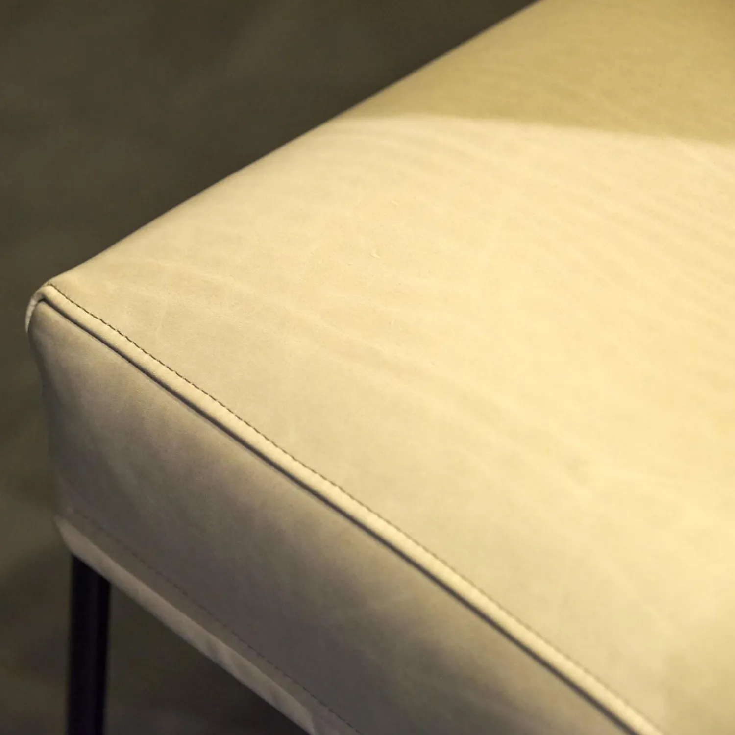 KFF Stuhlsets|2er Set Stühle Leder Anilin Steingrau Gestell Schwarz