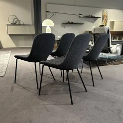 Walter Knoll Stuhlsets|4er Set Stühle Sheru Stoff Togba Blue Bronze Grau Gestell Matt Schwarz Pulverbeschichtet