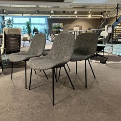 Walter Knoll Stuhlsets|4er Set Stühle Sheru Stoff Togba Blue Bronze Grau Gestell Matt Schwarz Pulverbeschichtet