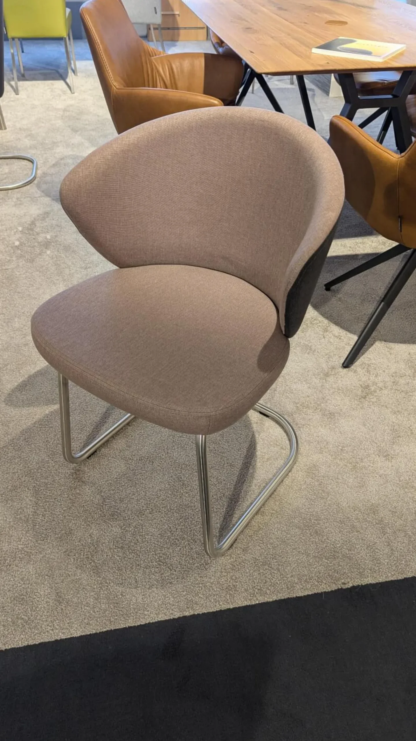 Venjakob Stuhlsets|6er Set Stuhl 2902 17ZA Kim Innen Stoff Amsterdam Rosa Außen Leder Amsterdam Anthrazit Gestell Metall Edelstahloptik