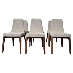 Giorgetti Stuhlsets|6er Set Stuhl Ala 52703 Stoff Tinto 6511 Avorio Beige Gestell Esche Getönt Nussbaum